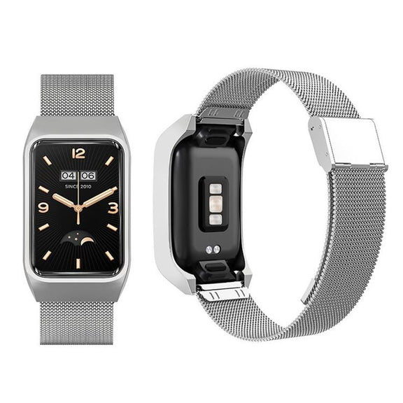 For Xiaomi Mi Band 7 Pro Stainless Steel Frame Integrated Milanese Buckle Metal Watch Band(Silver)