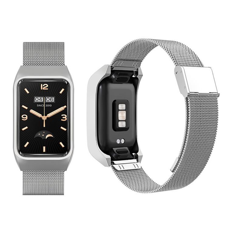 For Xiaomi Mi Band 7 Pro Stainless Steel Frame Integrated Milanese Buckle Metal Watch Band(Silver)