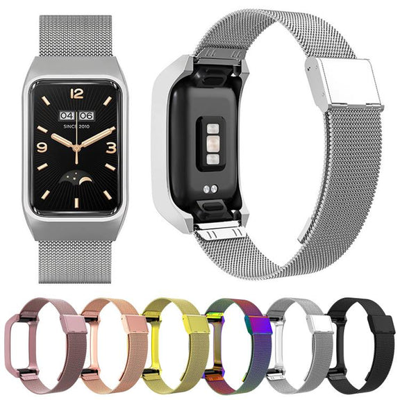For Xiaomi Mi Band 7 Pro Stainless Steel Frame Integrated Milanese Buckle Metal Watch Band(Silver)