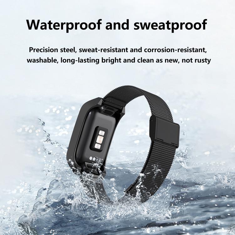 For Xiaomi Mi Band 7 Pro Stainless Steel Frame Integrated Milanese Buckle Metal Watch Band(Silver)