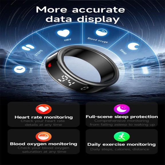 SY01 SIZE 9 Smart Ring, Support Heart Rate / Blood Oxygen / Sleep Monitoring / Multiple Sport Modes(Black)