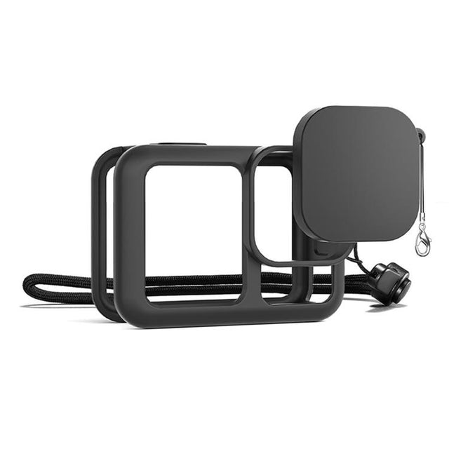 For GoPro HERO13 Black Silicone Protective Case with Wrist Strap & Lens Cover & Side Interface Cover