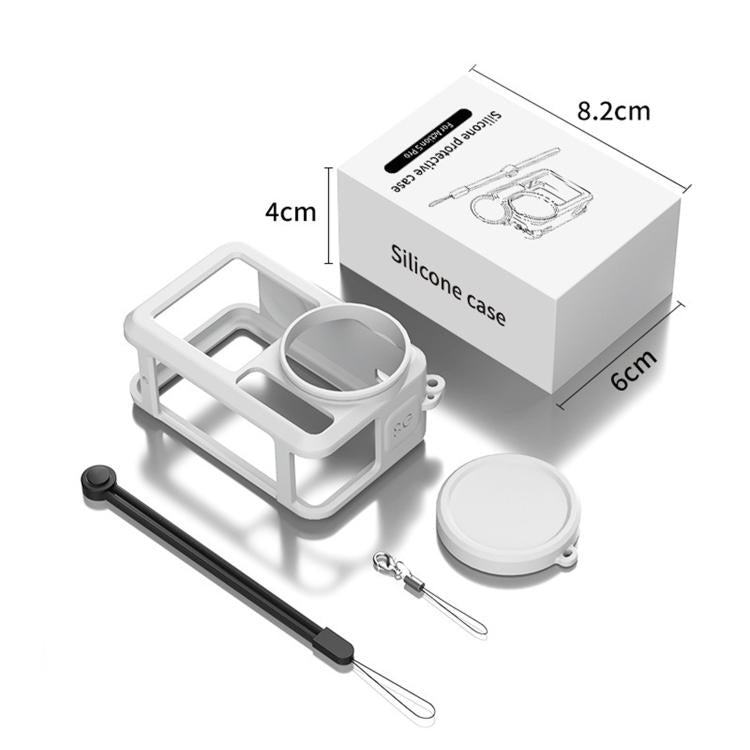 For DJI Action 5 Pro / 4 / 3 Soft Silicone Shockproof Protective Case Cover with Lens Cap(Gray White)