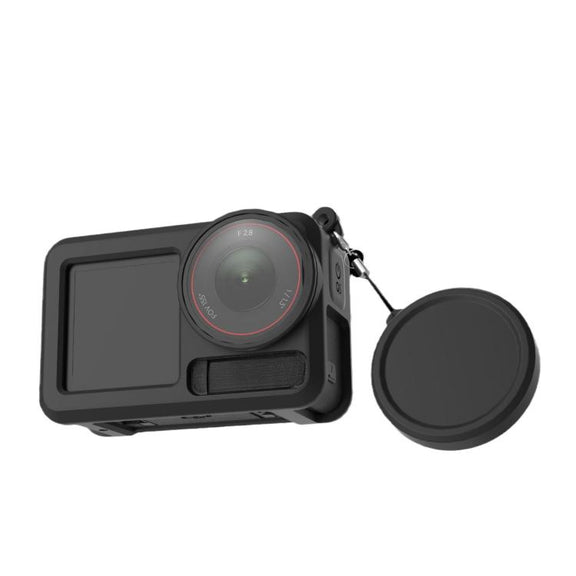 For DJI Action 5 Pro / 4 / 3 Soft Silicone Shockproof Protective Case Cover with Lens Cap(Gray White)