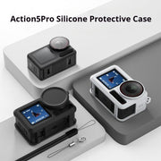 For DJI Action 5 Pro / 4 / 3 Soft Silicone Shockproof Protective Case Cover with Lens Cap(Gray White)
