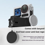 For DJI Action 5 Pro / 4 / 3 Soft Silicone Shockproof Protective Case Cover with Lens Cap(Gray White)