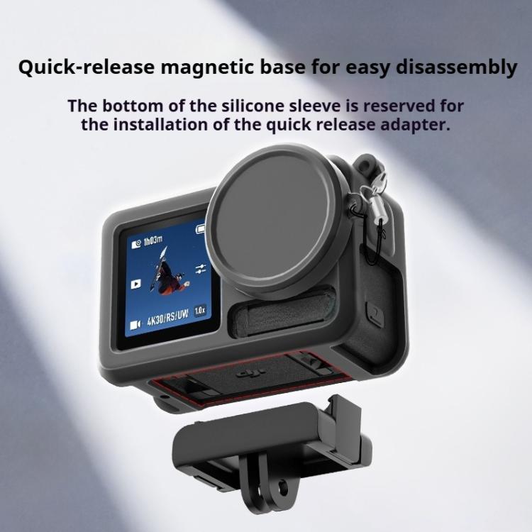 For DJI Action 5 Pro / 4 / 3 Soft Silicone Shockproof Protective Case Cover with Lens Cap(Gray White)