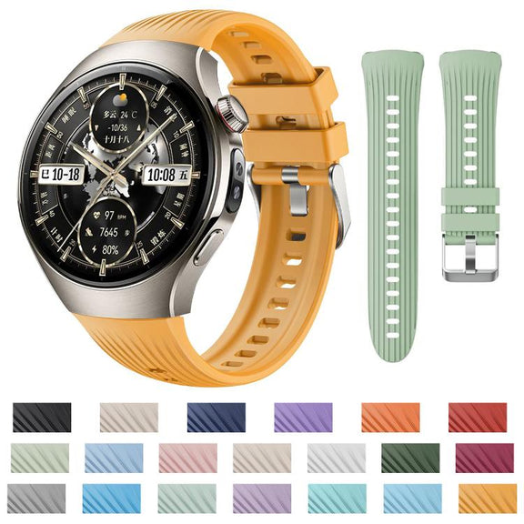 For Huawei Watch 5 42mm Vertical Silicone Watch Band(Wilderness Green)
