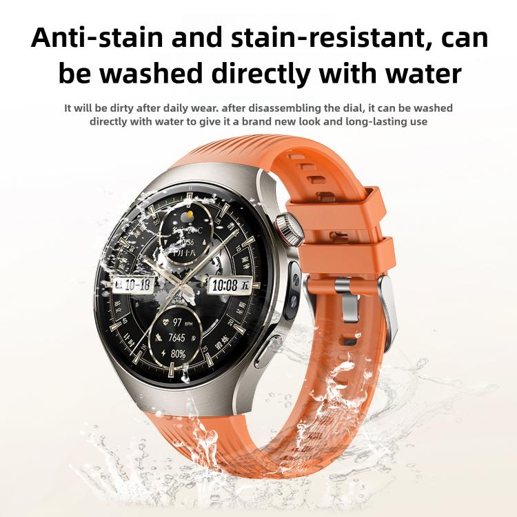 For Huawei Watch 5 42mm Vertical Silicone Watch Band(Official Green)