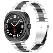 For Samsung Galaxy Watch 8 40 / 44mm Three Beads Stainless Steel Watch Band with Removal Tool(Silver Black)