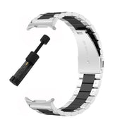 For Samsung Galaxy Watch 8 40 / 44mm Three Beads Stainless Steel Watch Band with Removal Tool(Silver Black)