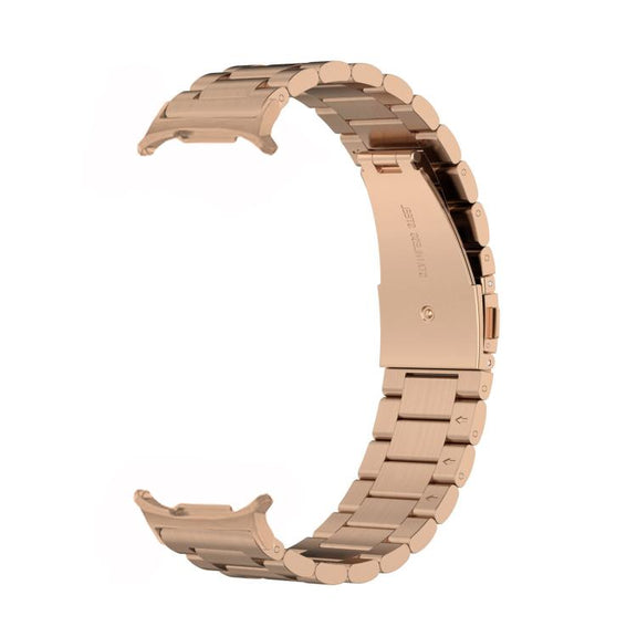 For Samsung Galaxy Watch 8 40 / 44mm Three Beads Stainless Steel Watch Band with Removal Tool(Rose Gold)