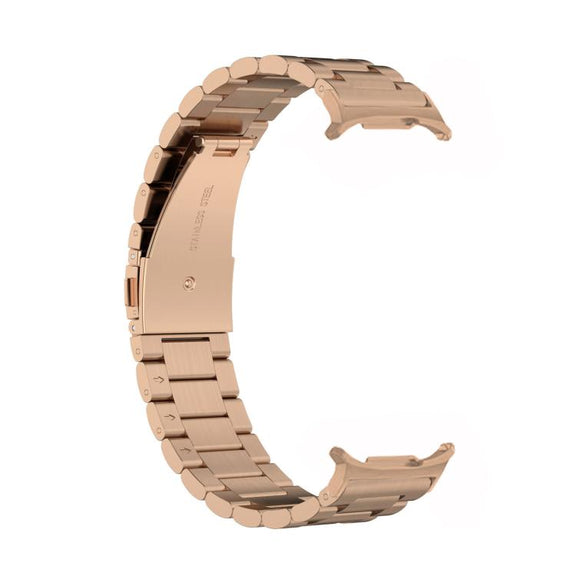 For Samsung Galaxy Watch 8 40 / 44mm Three Beads Stainless Steel Watch Band with Removal Tool(Rose Gold)