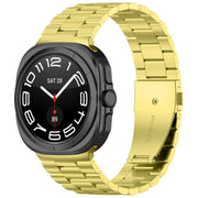 For Samsung Galaxy Watch 8 40 / 44mm Three Beads Stainless Steel Watch Band with Removal Tool(Gold)