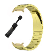 For Samsung Galaxy Watch 8 40 / 44mm Three Beads Stainless Steel Watch Band with Removal Tool(Gold)