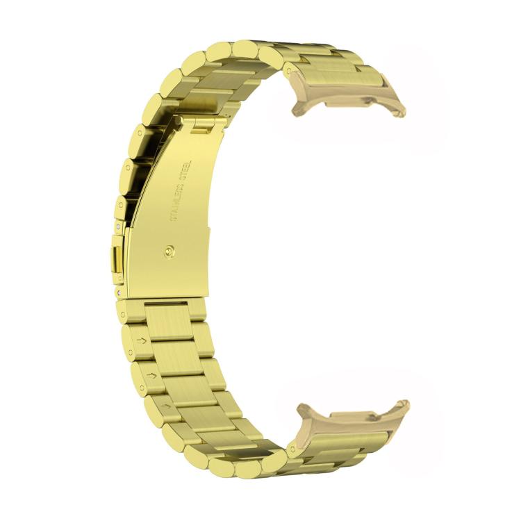 For Samsung Galaxy Watch 8 40 / 44mm Three Beads Stainless Steel Watch Band with Removal Tool(Gold)