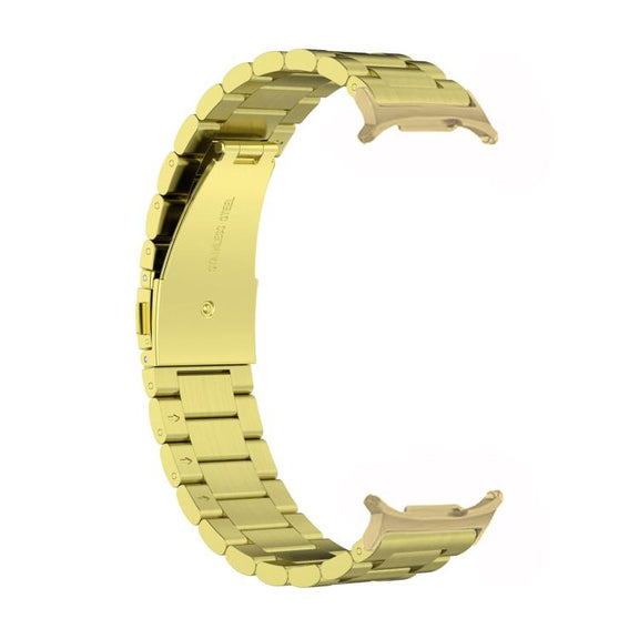 For Samsung Galaxy Watch 8 40 / 44mm Three Beads Stainless Steel Watch Band with Removal Tool(Gold)