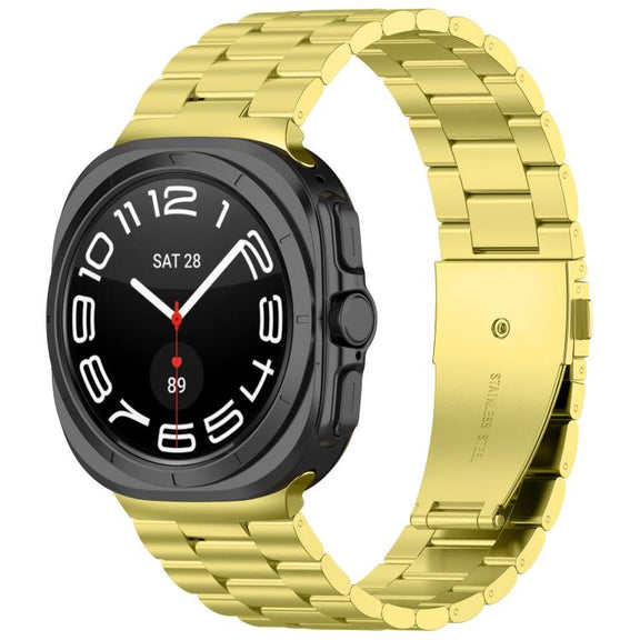 For Samsung Galaxy Watch 8 40 / 44mm Three Beads Stainless Steel Watch Band with Removal Tool(Gold)