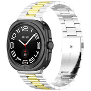 For Samsung Galaxy Watch 8 40 / 44mm Three Beads Stainless Steel Watch Band with Removal Tool(Silver Gold)