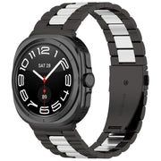For Samsung Galaxy Watch 8 40 / 44mm Three Beads Stainless Steel Watch Band with Removal Tool(Black Silver)