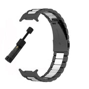 For Samsung Galaxy Watch 8 40 / 44mm Three Beads Stainless Steel Watch Band with Removal Tool(Black Silver)