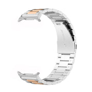 For Samsung Galaxy Watch8 / Watch8 Classic Three Beads Stainless Steel Watch Band with Removal Tool(Silver Rose)