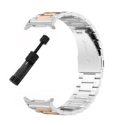 For Samsung Galaxy Watch8 / Watch8 Classic Three Beads Stainless Steel Watch Band with Removal Tool(Silver Rose)