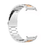 For Samsung Galaxy Watch8 / Watch8 Classic Three Beads Stainless Steel Watch Band with Removal Tool(Silver Rose)