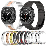 For Samsung Galaxy Watch 8 40 / 44mm Three Beads Stainless Steel Watch Band with Removal Tool(Black Silver)