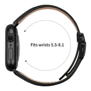 For Apple Watch 42mm / 41mm / 40mm / 38mm Lychee Texture Black Turtle Back Buckle Leather Watch Band(Black)