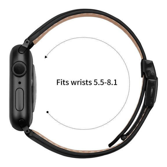 For Apple Watch 42mm / 41mm / 40mm / 38mm Lychee Texture Black Turtle Back Buckle Leather Watch Band(Black)