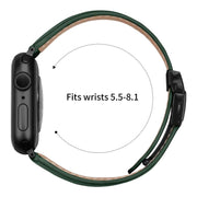 For Apple Watch 42mm / 41mm / 40mm / 38mm Lychee Texture Black Turtle Back Buckle Leather Watch Band(Green)