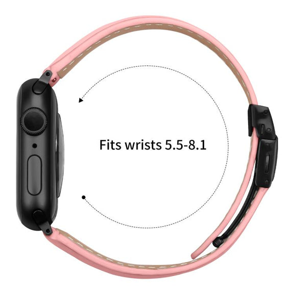 For Apple Watch 46mm / 49mm / 45mm / 44mm Lychee Texture Black Turtle Back Buckle Leather Watch Band(Pink)