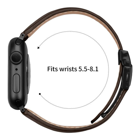 For Apple Watch 46mm / 49mm / 45mm / 44mm Lychee Texture Black Turtle Back Buckle Leather Watch Band(Coffee Color)