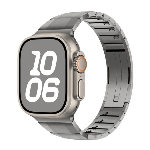 For Apple Watch 46mm / 49mm / 45mm / 44mm Curved Side Detachable Stainless Steel Watch Band(Titanium)