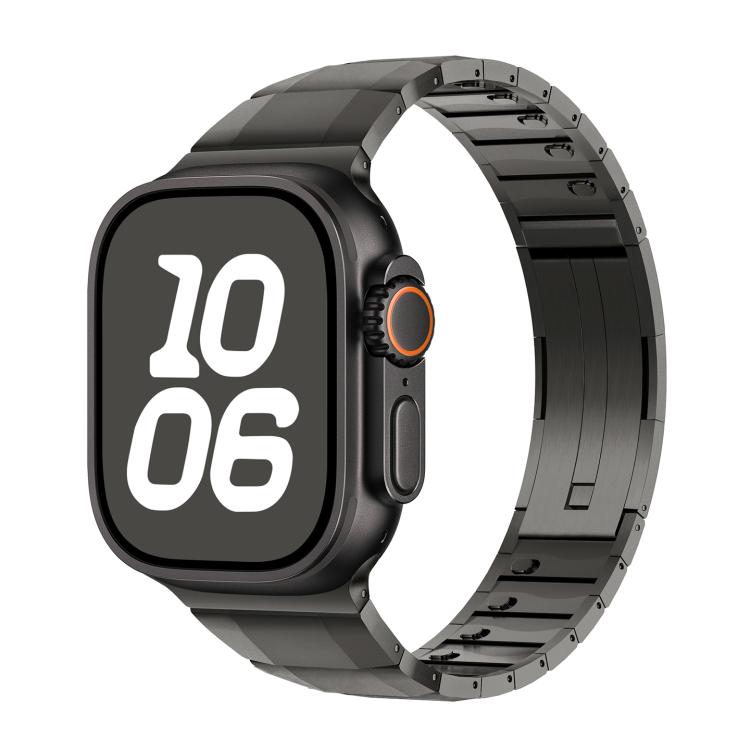 For Apple Watch 46mm / 49mm / 45mm / 44mm Curved Side Detachable Stainless Steel Watch Band(Titanium Gray)
