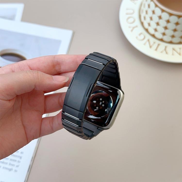 For Apple Watch 42mm / 41mm / 40mm / 38mm Curved Side Detachable Stainless Steel Watch Band(Black)
