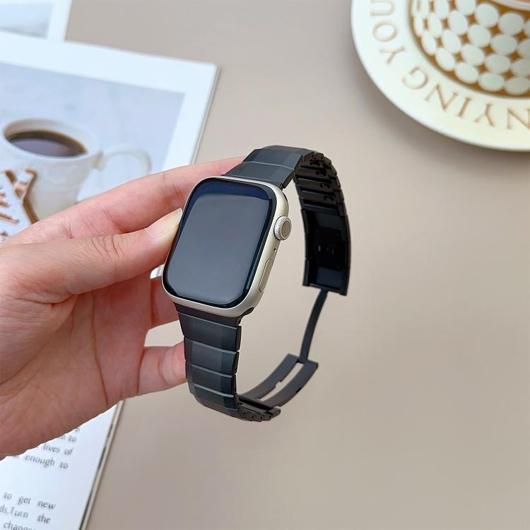 For Apple Watch 42mm / 41mm / 40mm / 38mm Curved Side Detachable Stainless Steel Watch Band(Black)