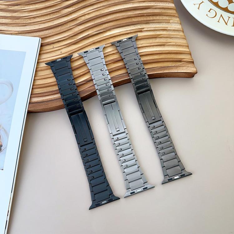 For Apple Watch 42mm / 41mm / 40mm / 38mm Curved Side Detachable Stainless Steel Watch Band(Black)