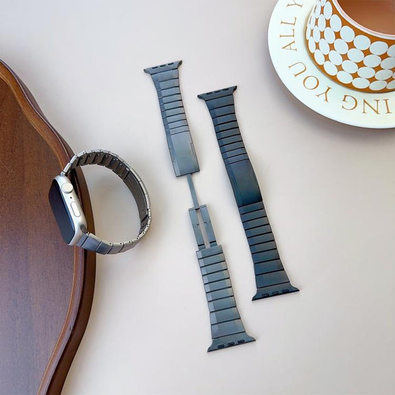 For Apple Watch 42mm / 41mm / 40mm / 38mm Curved Side Detachable Stainless Steel Watch Band(Black)