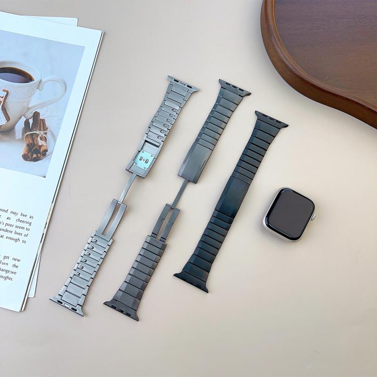 For Apple Watch 46mm / 49mm / 45mm / 44mm Curved Side Detachable Stainless Steel Watch Band(Titanium Gray)