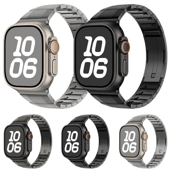 For Apple Watch 46mm / 49mm / 45mm / 44mm Curved Side Detachable Stainless Steel Watch Band(Titanium Gray)