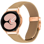 For Samsung Galaxy Watch 7 40 / 44mm Lychee Texture Rose Gold Turtle Back Buckle Leather Watch Band(Camel)
