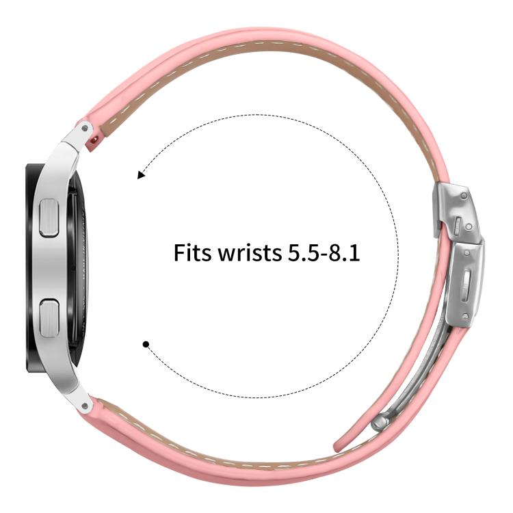 For Samsung Galaxy Watch 7 40 / 44mm Lychee Texture Silver Turtle Back Buckle Leather Watch Band(Pink)