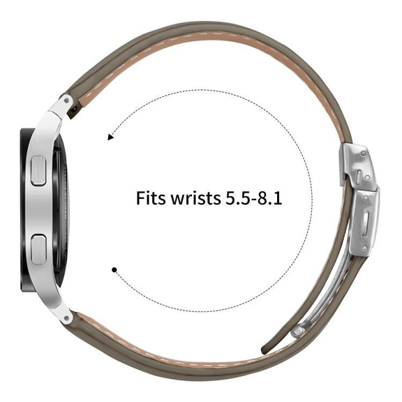 For Samsung Galaxy Watch 7 40 / 44mm Lychee Texture Silver Turtle Back Buckle Leather Watch Band(Gray)