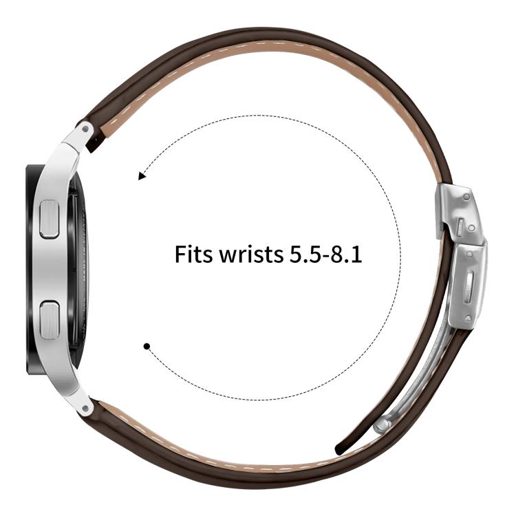 For Samsung Galaxy Watch 7 40 / 44mm Lychee Texture Silver Turtle Back Buckle Leather Watch Band(Coffee Color)