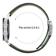 For Samsung Galaxy Watch 7 40 / 44mm Lychee Texture Silver Turtle Back Buckle Leather Watch Band(Green)