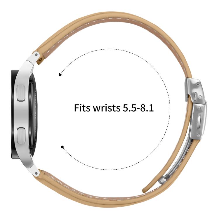 For Samsung Galaxy Watch 7 40 / 44mm Lychee Texture Silver Turtle Back Buckle Leather Watch Band(Camel)