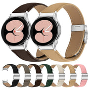 For Samsung Galaxy Watch 7 40 / 44mm Lychee Texture Silver Turtle Back Buckle Leather Watch Band(Pink)