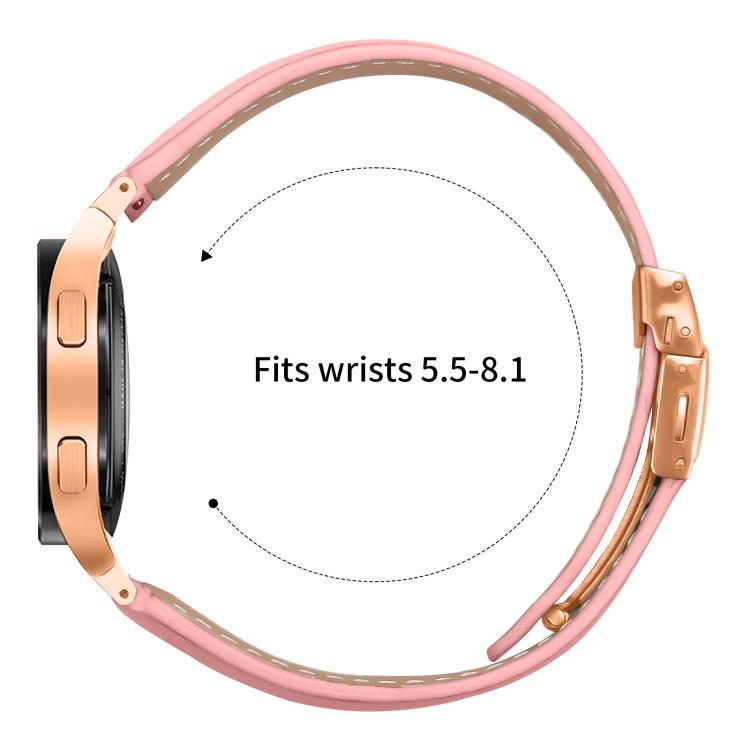 For Samsung Galaxy Watch 7 40 / 44mm Quick Release Lychee Texture Rose Gold Turtle Back Buckle Leather Watch Band(Pink)
